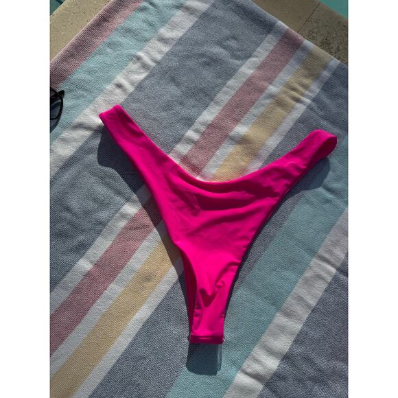 NWOT, Brand Unknown, Hot Pink Bikini Set, Tie Front Top & High Cut Bottom Sz XL - Picture 12 of 14